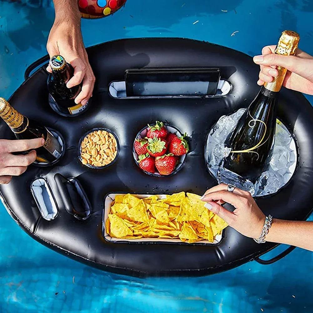 Swimming Pool Float Beer Table Cooler, Bar Tray Inflatable Cup Holder Phone Pad Swimming Pool Food Holder.
