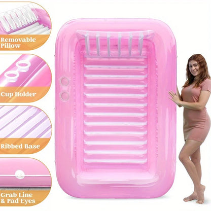 SYNCFUN Inflatable Tanning Pool Lounger Float 4 in 1 Suntan Tub Raft Floatie.