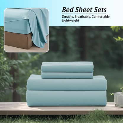 3/4Pcs soft solid color fashionable home bedding set, 1 fitted sheet, 1 flat sheet, 1/ 2 pillowcases