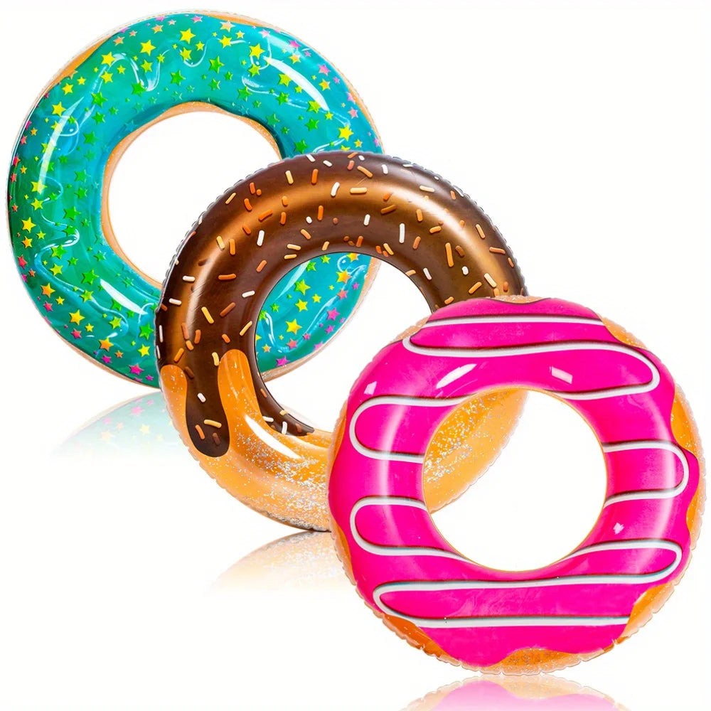 JOYFY 32.5" Donut Pool Float with Glitters 3 Pack Funny Tube Toys for Swimming Pool.