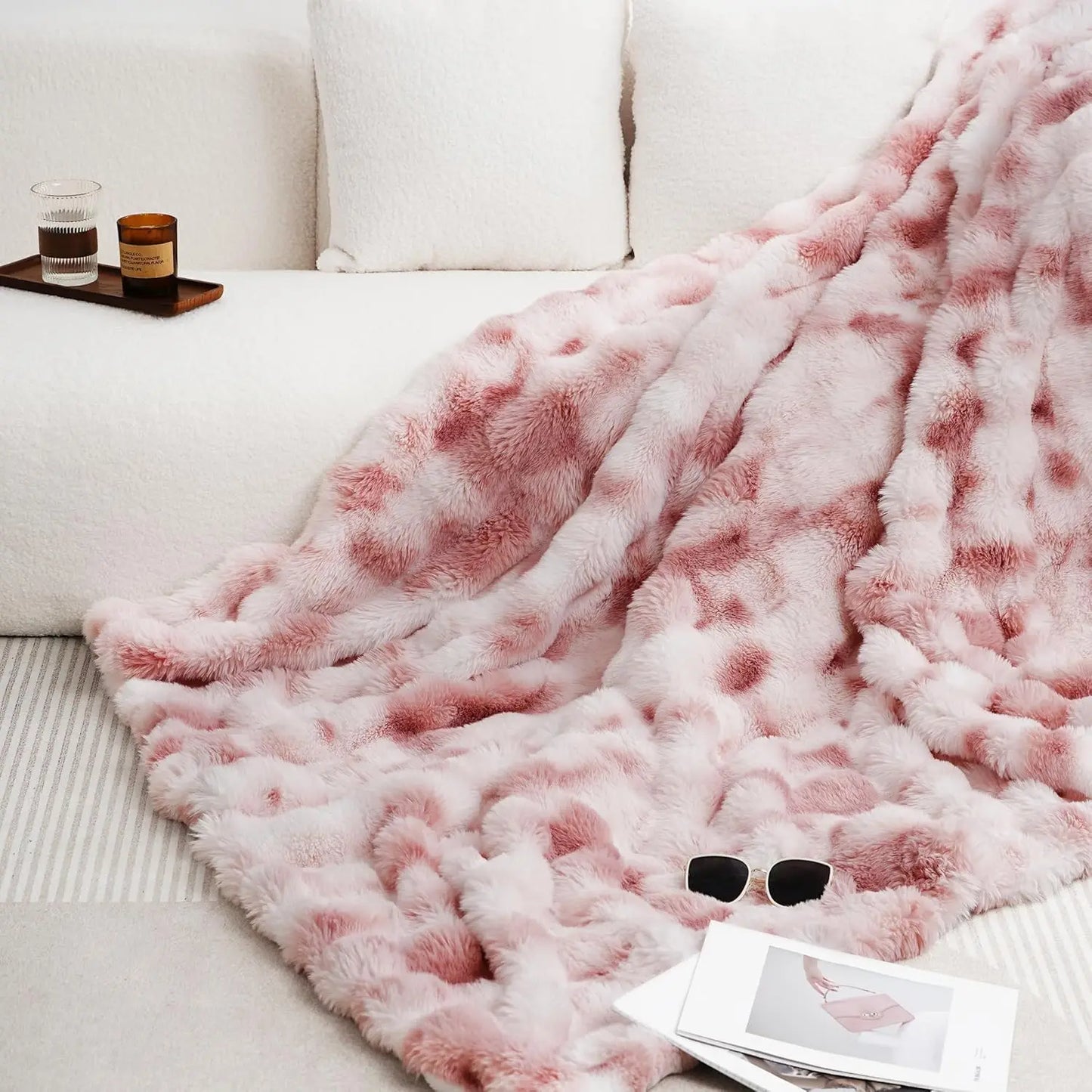 [Cozy|Faux Rabbit] Soft, Warm, 1pc Cozy Faux Rabbit Fleece Blanket- Bedroom, Guest Room, Living Room
