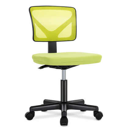Mesh with Lumbar Support Armless Office Chair Low Back with Wheels Adjustable Height, Rolling Swivel Computer Chair