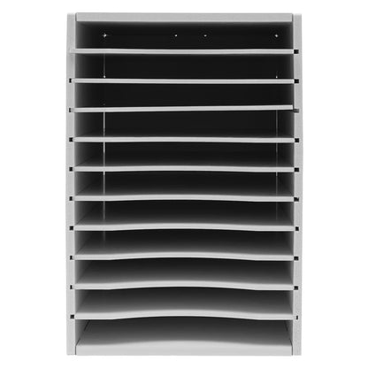 Adjustable Desktop File Organizer, 11 Compartments, Removable Dividers for Office Supplies.