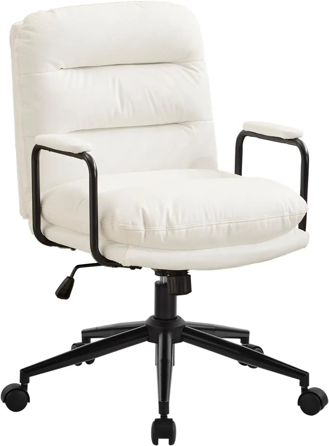 Leather Home Desk Chair, Comfortable Executive Office Chair with Wheels, Adjustable Height.