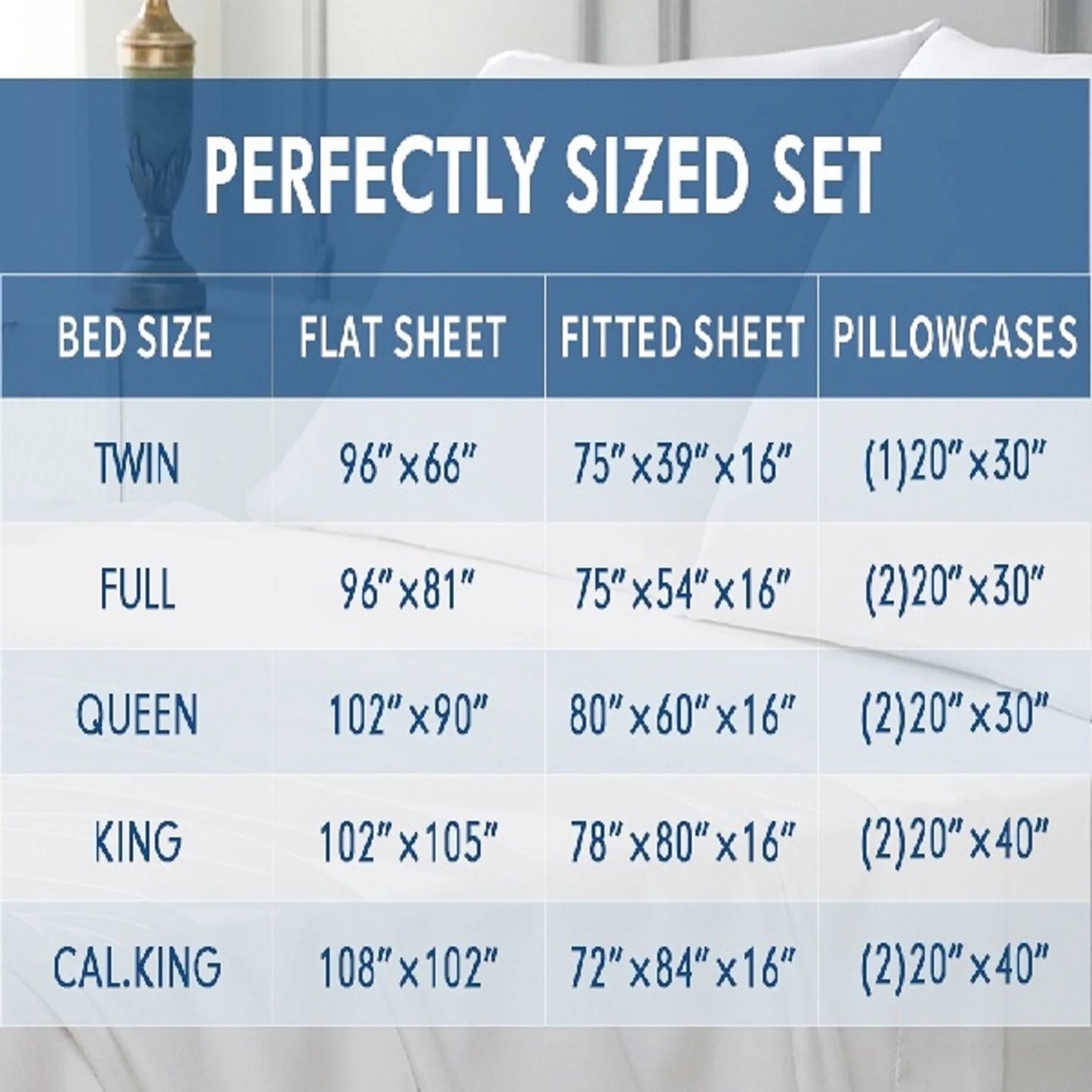 Cooling Bamboo Bed Sheets Set for Twin, Full, Queen, King and California King Size Bed.
