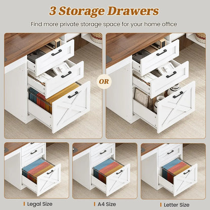 96.5" Computer Desk with Drawers,2 Person Home Office Desk, Double Desk with Storage Shelves.