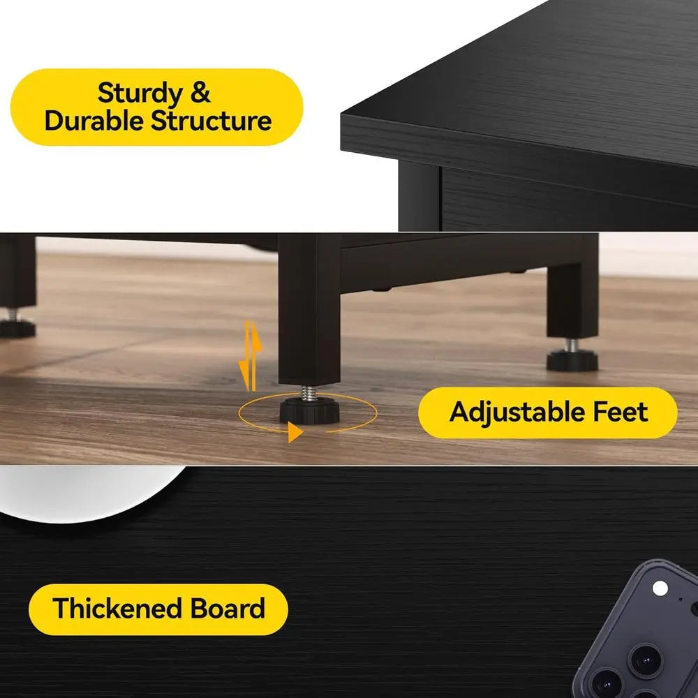 Side Table with Charging Station & USB Port, Set of 2, Small End Table Nightstands for Bedroom, Living Room.
