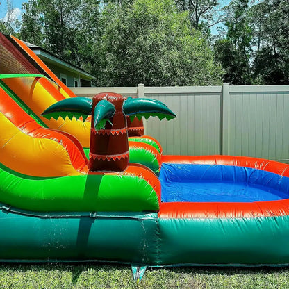 Inflatable pool Summer Outdoor Air Bounce Water Amusement Play Equipment, Double Slide Bubble Ball