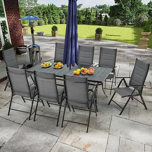 5/7/9-Piece All-Weather Rattan Patio Dining Set with 60" Wood Tabletop & Umbrella Hole.