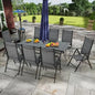 5/7/9-Piece All-Weather Rattan Patio Dining Set with 60" Wood Tabletop & Umbrella Hole.