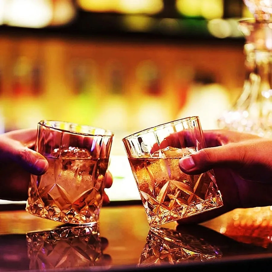 Whiskey Glasses Set of 4 Rock Glasses 11 oz Lead-Free Crystal Old Fashioned.