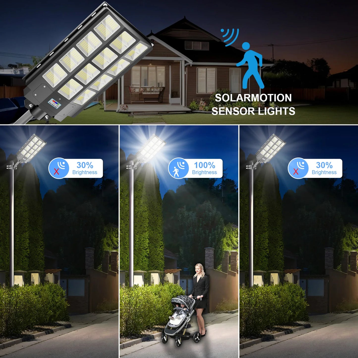5000W Solar Street Light 300000Lm Solar, Dusk to Dawn 6500k IP65 Waterproof.