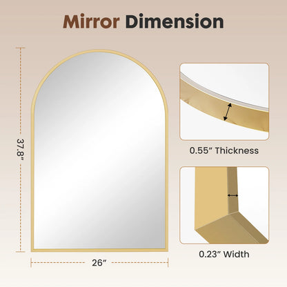 JHK 26"x38" Arched Metal Framed Bathroom Mirrors for Wall  Hanging and Bedroom Entryway