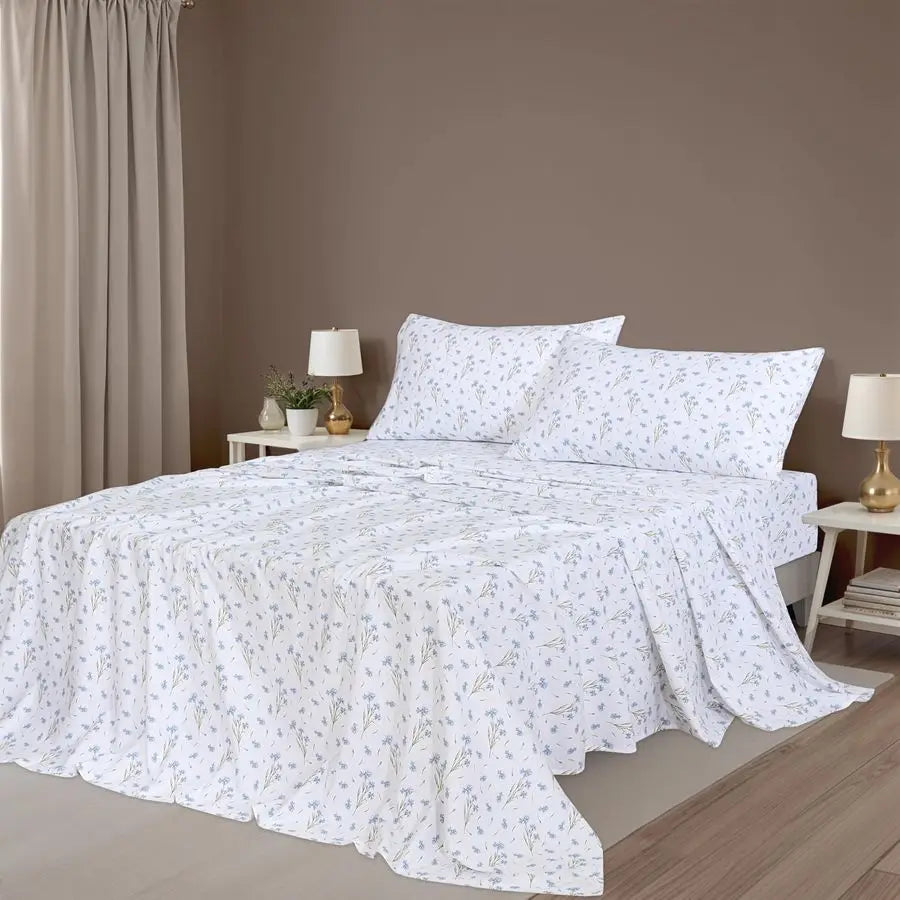 Flannel Sheets Queen Size 100 Cotton Double Brushed Bed Sheets,16 Inches Queen Sheet Set, Breathable