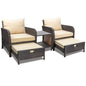 Balcony Furniture 5 Piece Patio Conversation Set, PE Wicker Rattan Outdoor Lounge Chairs.