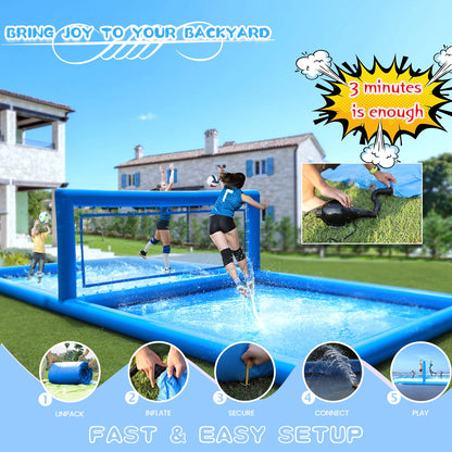 33ft Inflatable Volleyball Court Outdoor Water Pool for Sports Game, children's playground.