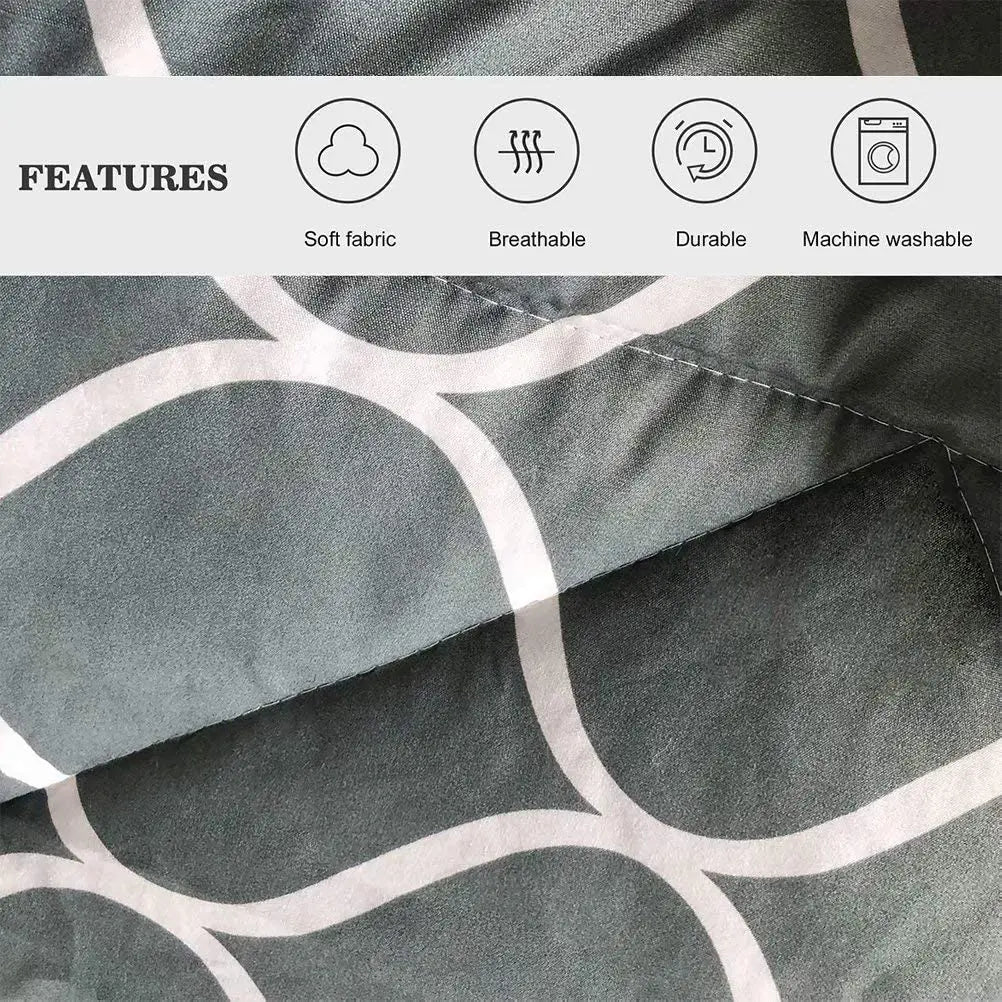 2-Pieces Gray Geometric Polyester Bedding Comforter Set.