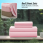 3/4Pcs soft solid color fashionable home bedding set, 1 fitted sheet, 1 flat sheet, 1/ 2 pillowcases