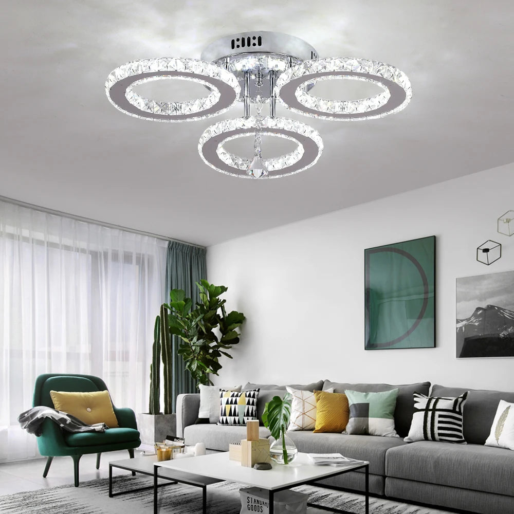 Modern Ceiling Lamp Pendant Light Crystal Led Chandelier, Bedroom Home Decor.