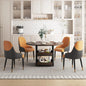 5-Piece Round Dining Table Set with Storage, with 4 PU Leather Chairs, Space Saving.