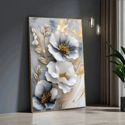 1 modern luxury floral canvas mural, framed 3D floral painting, decoration