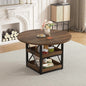 5-Piece Round Dining Table Set with Storage, with 4 PU Leather Chairs, Space Saving.