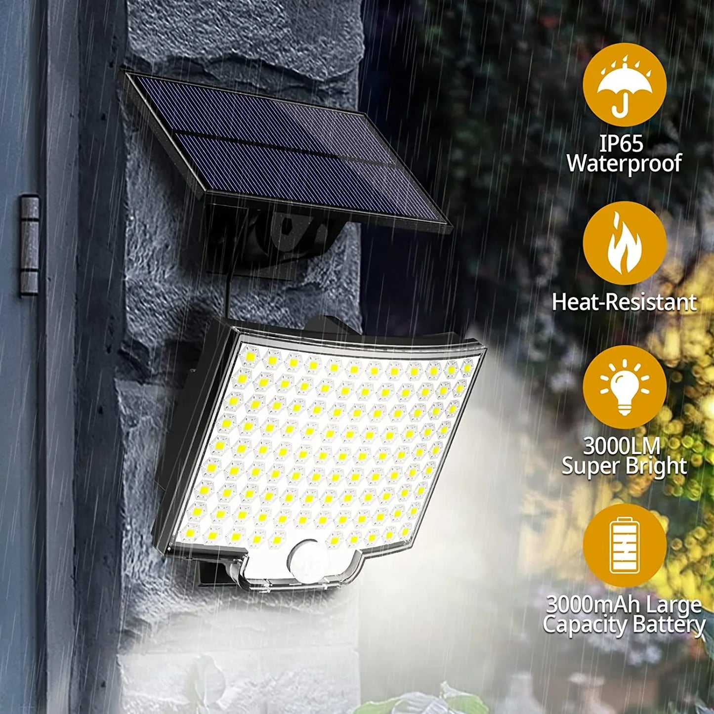 Solar Outdoor Lights - LED Motion Sensor Light with Remote Waterproof Security Flood Light for Garage, etc.