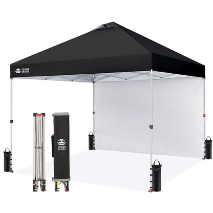 10x10 Pop Up Canopy with 1 Side Wall - Tent with One Push Setup - Outdoor Sun Shade for Events.