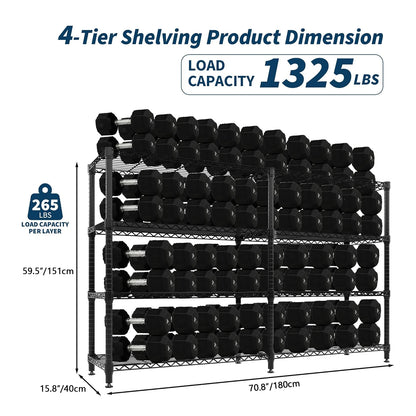 Heavy Duty Storage Shelves 4/5 Tiers Metal Shelving Unit Adjustable Organization Pantry Shelves.