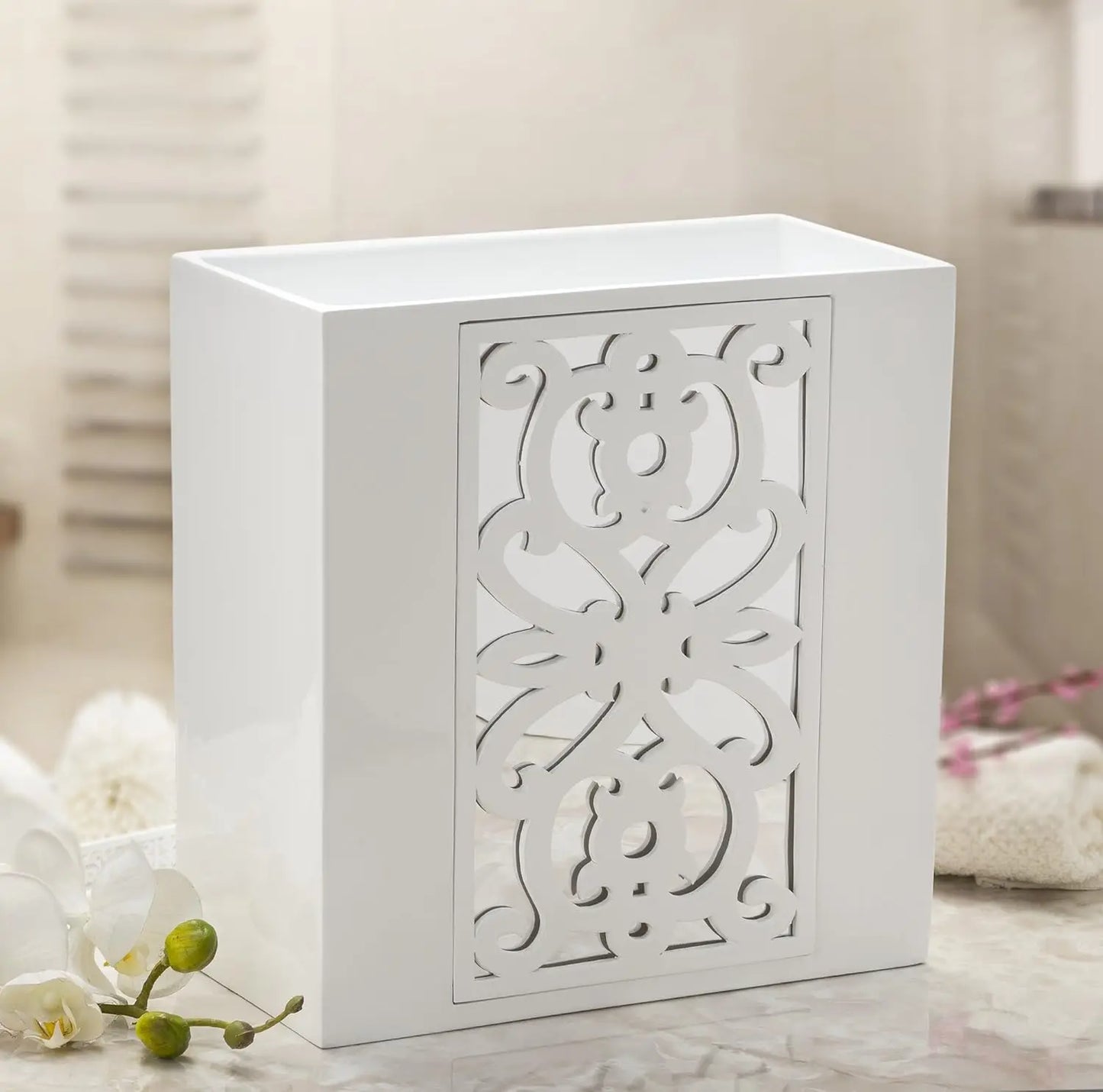 6-Piece Bathroom Accessories Set with Soap Dispenser, Toothbrush Holder, Cup, Dish, Tissue Cover, and Wastebasket