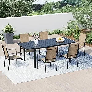 5/7/9-Piece All-Weather Rattan Patio Dining Set with 60" Wood Tabletop & Umbrella Hole.