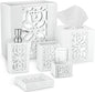 6-Piece Bathroom Accessories Set with Soap Dispenser, Toothbrush Holder, Cup, Dish, Tissue Cover, and Wastebasket