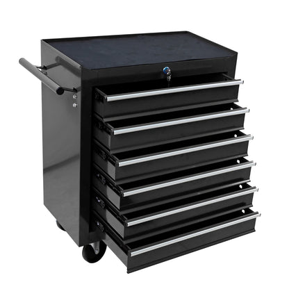 Rolling Metal Tool Chest with 6 Drawers, 20" 6-Drawer Tool Chest Cabinet with Ball Bearing Drawer Slides.