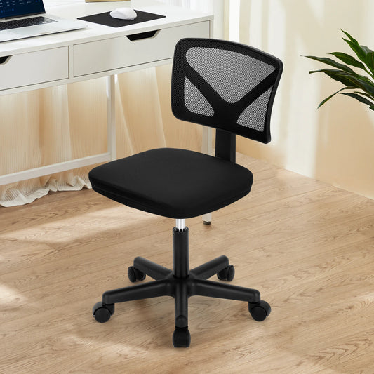 Mesh with Lumbar Support Armless Office Chair Low Back with Wheels Adjustable Height, Rolling Swivel Computer Chair