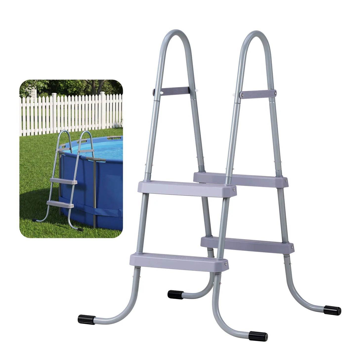 Above Ground Pool Ladder A-Frame Swimming Pool Stairs for High Wall with Non-Slip Sturdy Wide Step