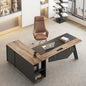 63in L-Shaped Executive Desk with 47" lateral File Cabinet/Storage Shelves Business Table Computer Home Office