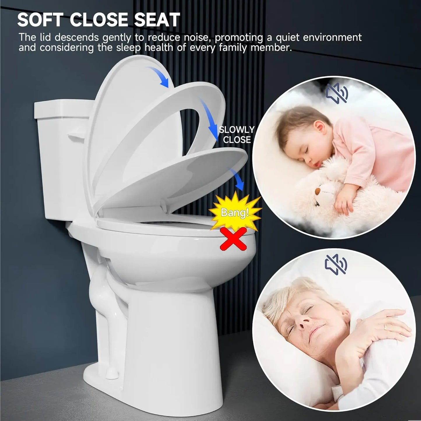 Elongated Extra Tall Toilet 21 Inch for Seniors 1.28 GPF Tornado Flush.