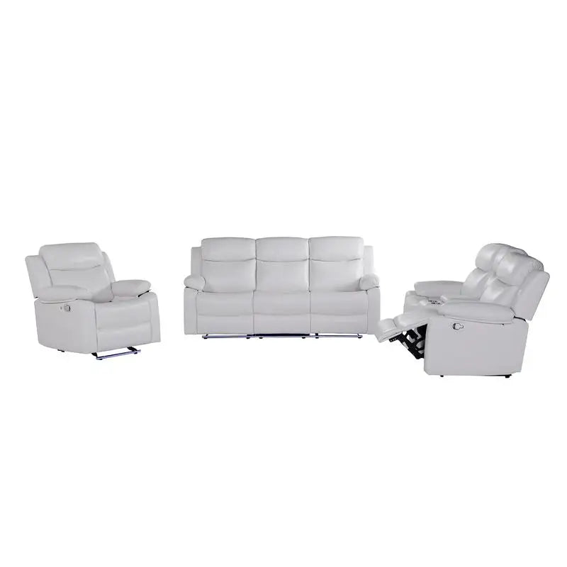 3-Piece Reclining Sofa Set with LED Lights – Sofa, Loveseat & Recliner for Living Room.