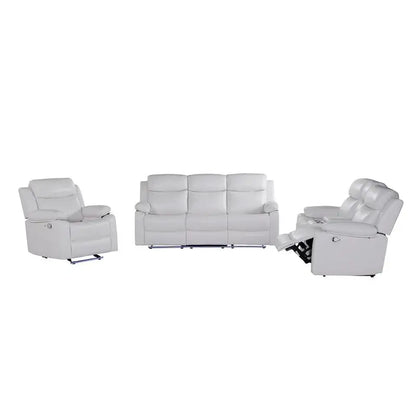 3-Piece Reclining Sofa Set with LED Lights – Sofa, Loveseat & Recliner for Living Room.