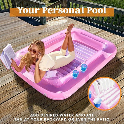 SYNCFUN Inflatable Tanning Pool Lounger Float 4 in 1 Suntan Tub Raft Floatie.