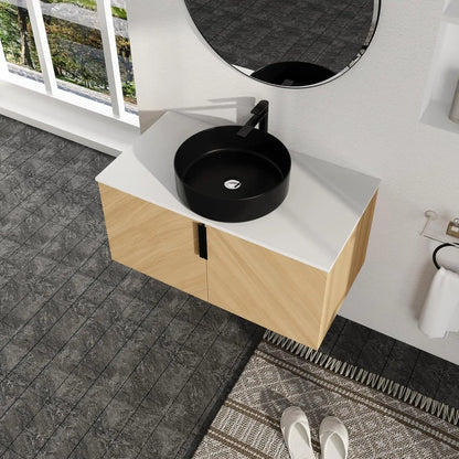 36 Inch Floating Bathroom Vanity with Sink Top Combo, Wood Single Sink.