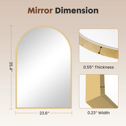 JHK 26"x38" Arched Metal Framed Bathroom Mirrors for Wall  Hanging and Bedroom Entryway