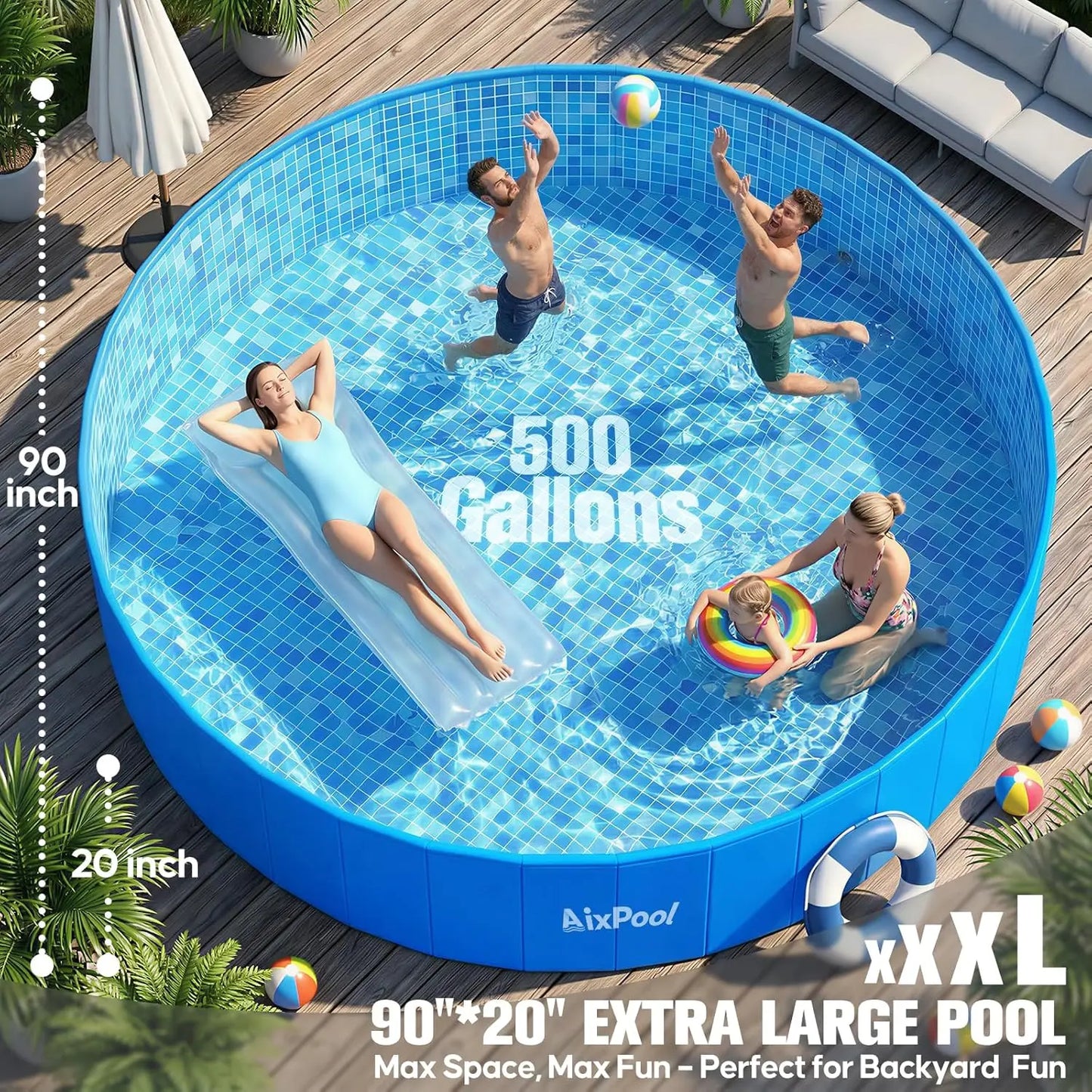 2026 Extra Large Foldable Pool, Non-Inflatable Pool for Adult, Foldable Swimming Pool.