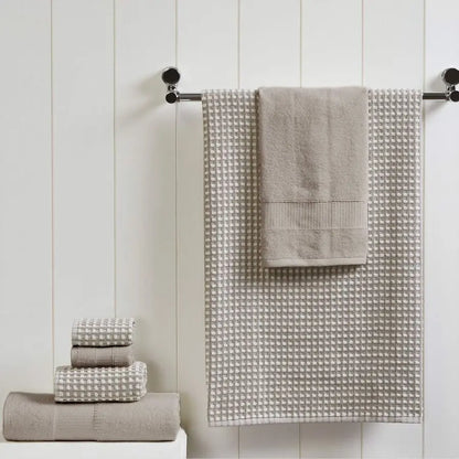 6Piece 100 Combed Cotton Yarn Dyed Cobblestone Jacquard Towel Set.