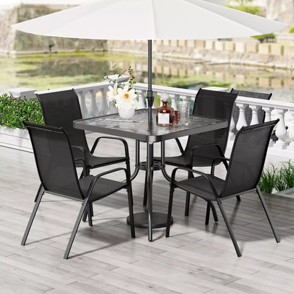 Patio Dining Set 5 Pieces, All Weather Outdoor Furniture W/ 30"x30" Table and 4 Stackable Chairs.