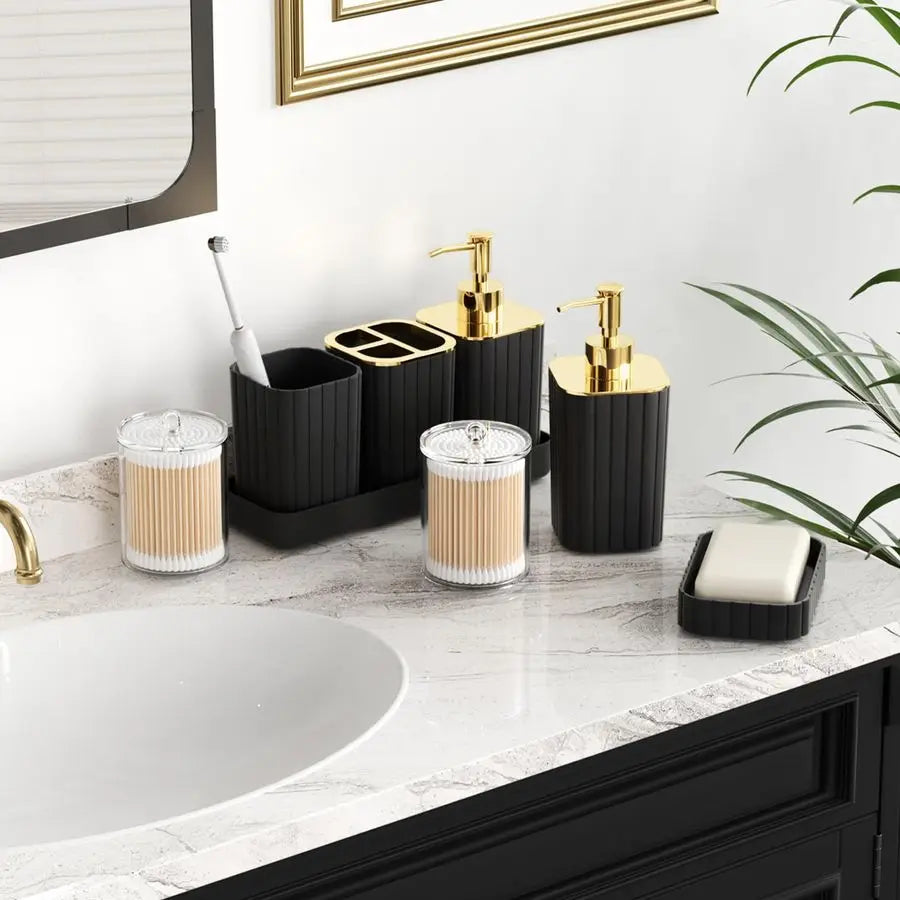 Accessories Set Gorgeous Black Bathroom Set, 10PC Bathroom Accessory Set.