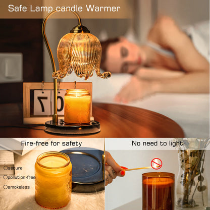 Tulip Flower Warm Candle Lamp French Retro Bedroom Bedside Lamp Fireless Fragrance.