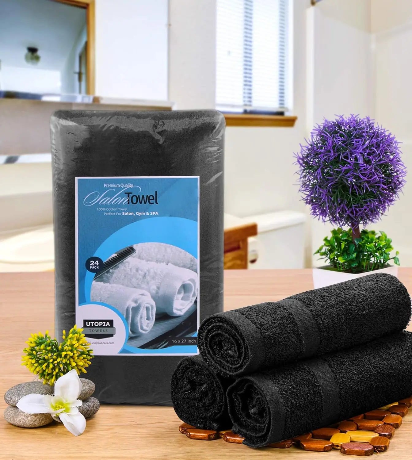 24-Pack Salon Towels, 16x27 Inches, Highly Absorbent Cotton.