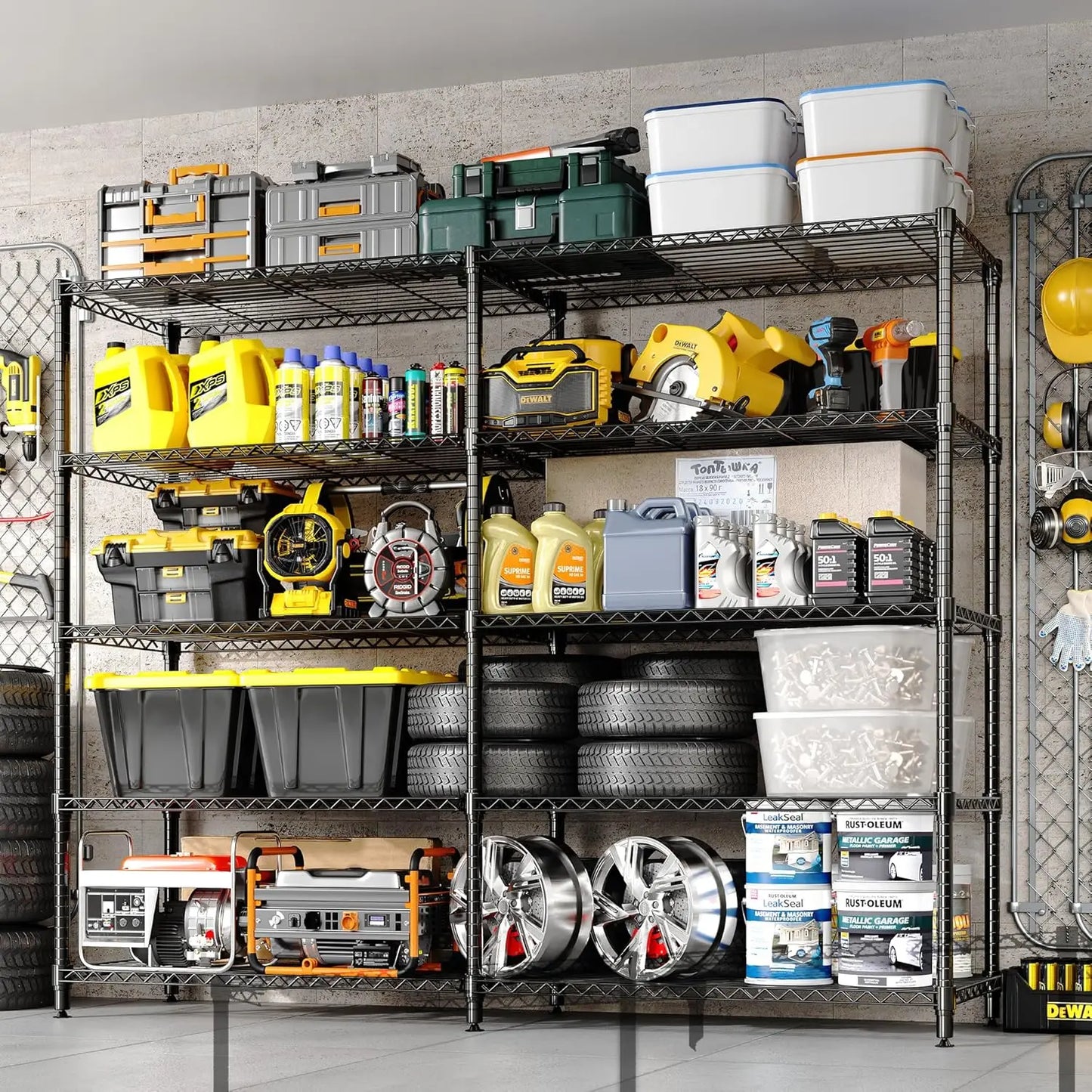 Heavy Duty Storage Shelves 4/5 Tiers Metal Shelving Unit Adjustable Organization Pantry Shelves.