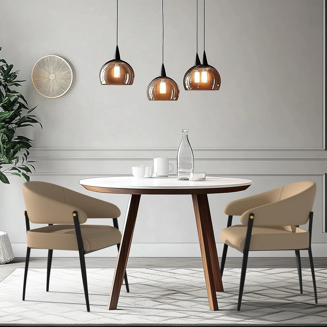 2-Piece Luxury Dining Chairs Microfiber Leather Padded Seat Modern for Home Office & Dining Room